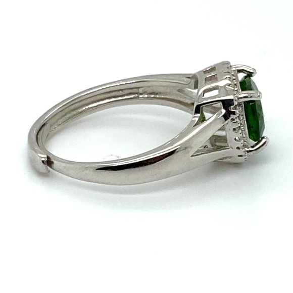 Chrome Diopside 1.45ct White Gold Finish Solid 925 Sterling Silver Ring - Picture 4 of 7